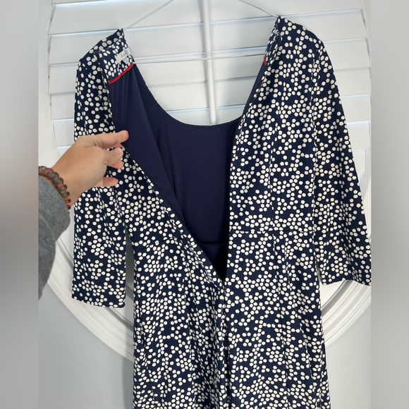 Womens Boden polka Dot Scoop Neck 3/4 Sleeve Midi Dress 6petite Pockets Career - Picture 7 of 7